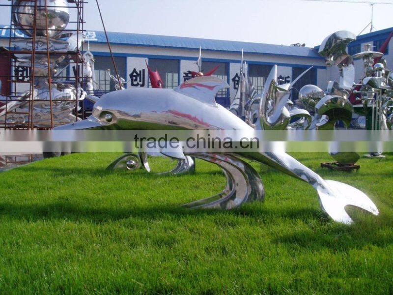 Large Outdoor square stainless steel modern sculpture
