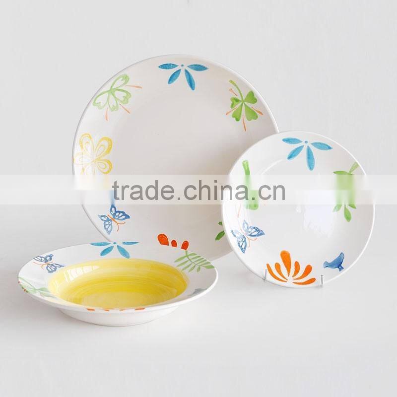 stoneware hand painting dinner set,18pcs ceramic dinnerware set with hand painting,hand painted ceramic dinnerware set