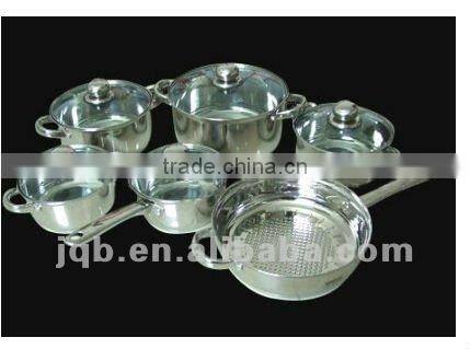 12pcs Stainless Steel Cooking Utensils Kitchen Sauce Pot Set, Cookware Set