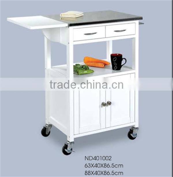 White modern european bamboo kitchen trolley design