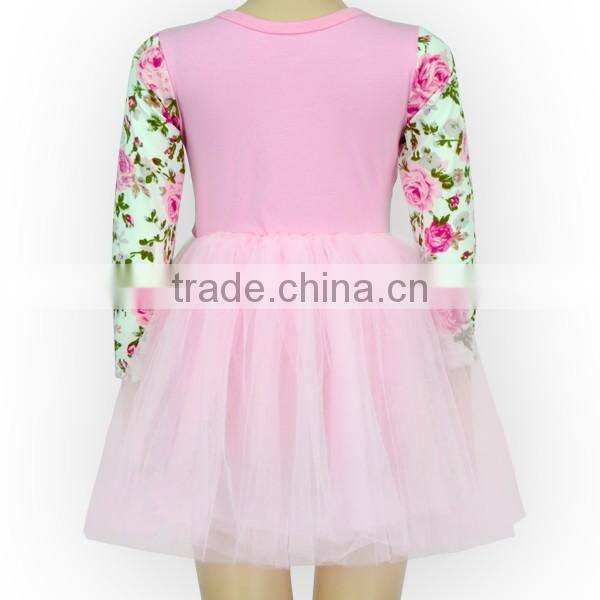 Kids Boutique Pink Floral Long Sleeve Tutu Skirt Plain Top Dance Tutu Dress 1 Year