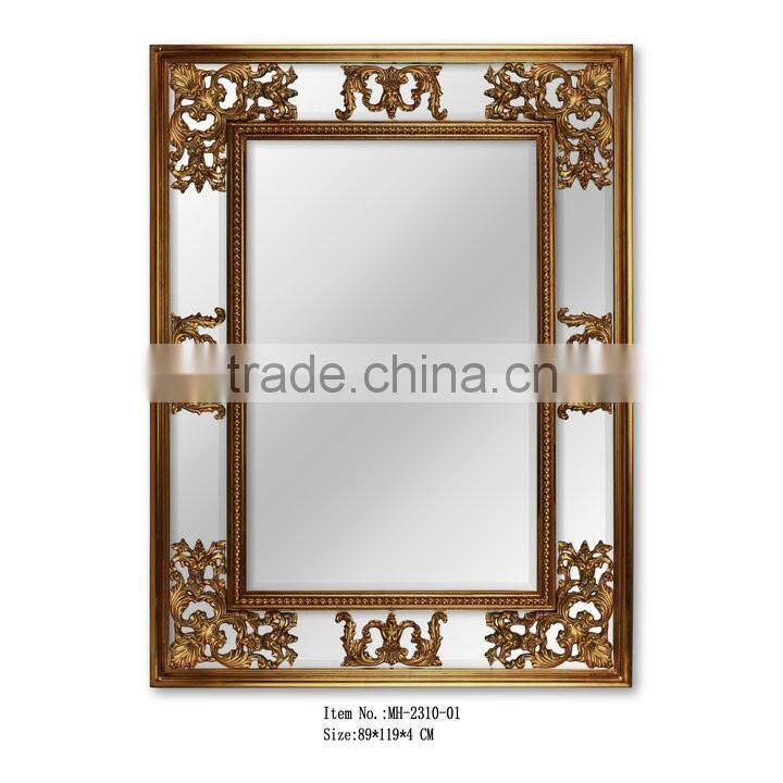 Fancy Gold leaf polyresin wall mirror on sale