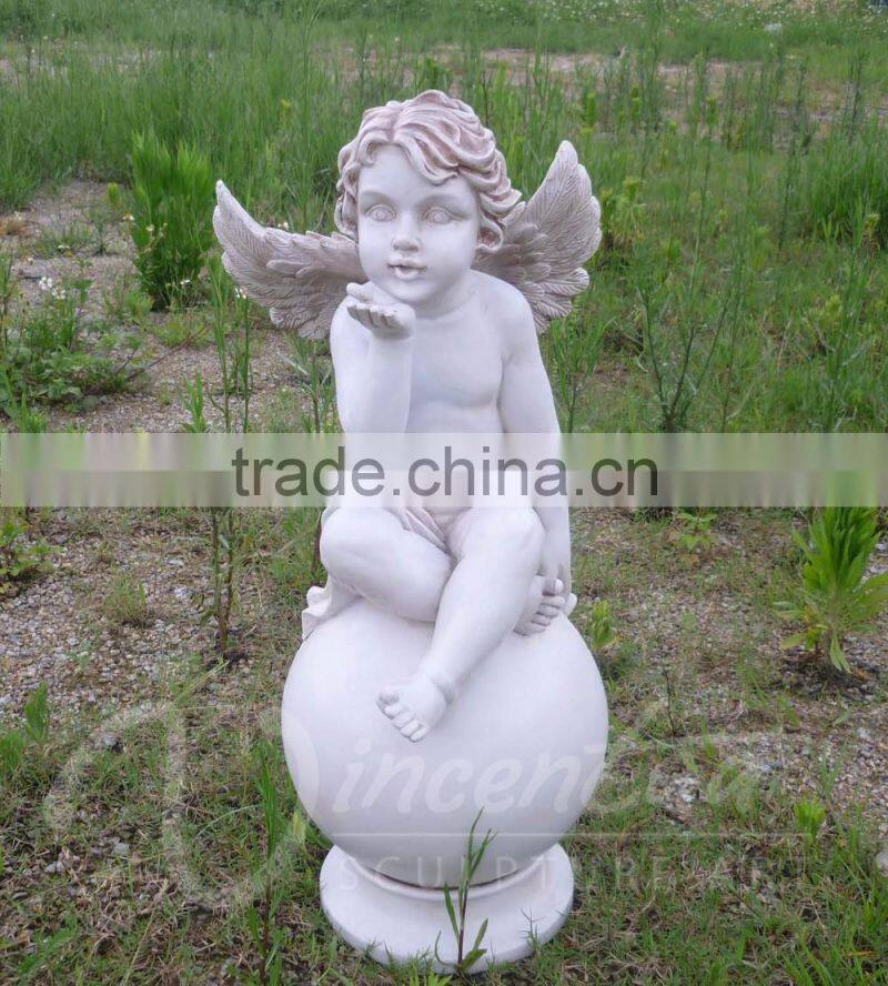 Garden decoration resin crafts life size white little boy angel statue hot sale