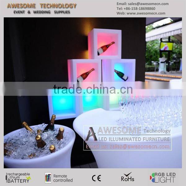 led glowing back bar cubbys