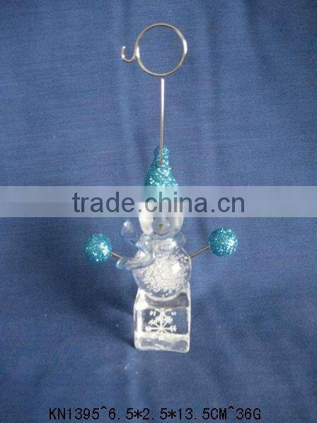 acrylic led lighting snowman gift box card holder for office supplier