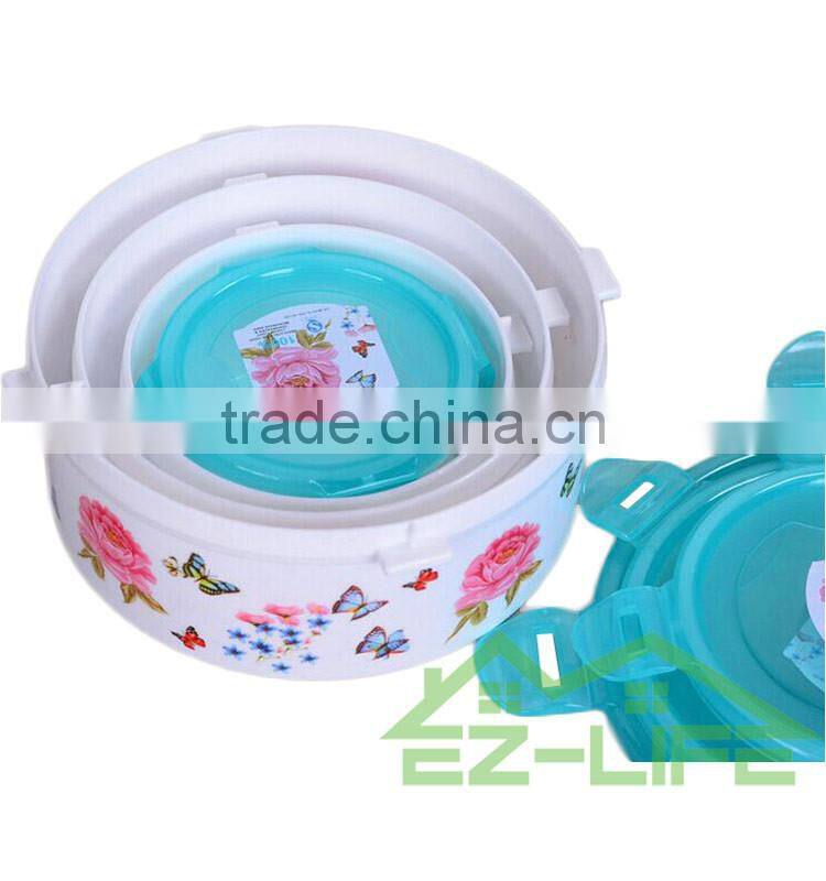 BPA free microwavable refrigerator round plastic food storage container with lids