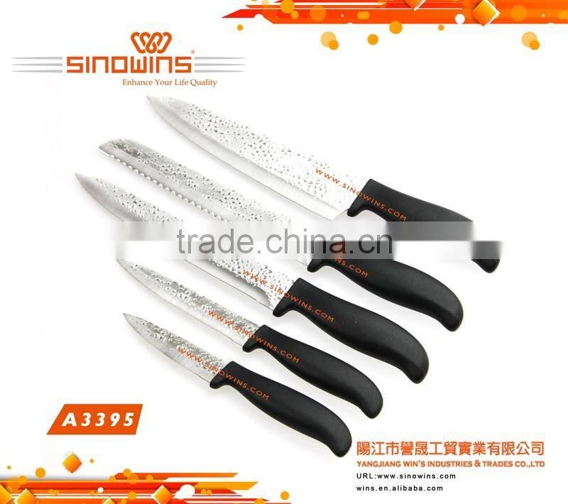 A3395-b Special Design Air-flow Dots Stamped 5pcs Stainless Steel Knife Set