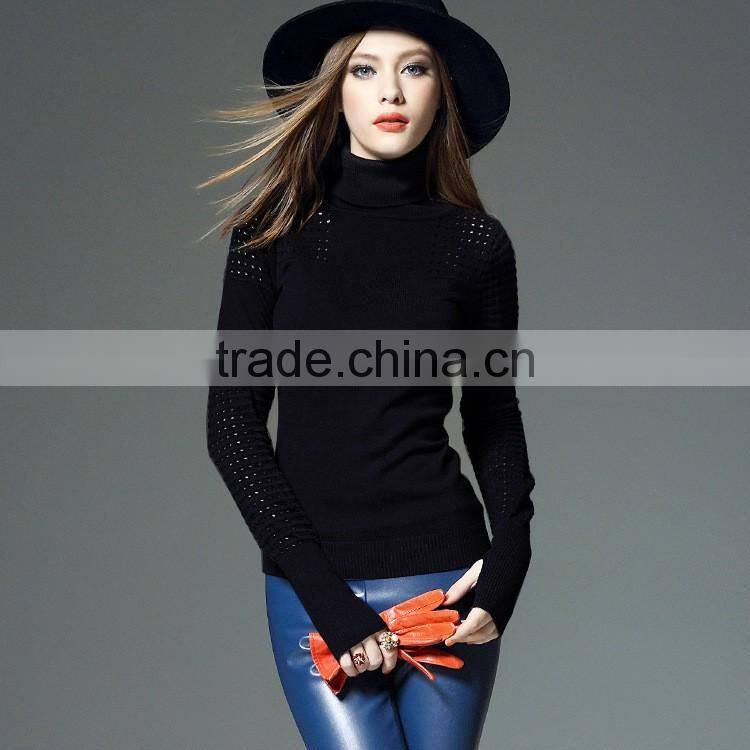 100% cashmere knitting women turtleneck pullover sweater sweet bottoming shirt