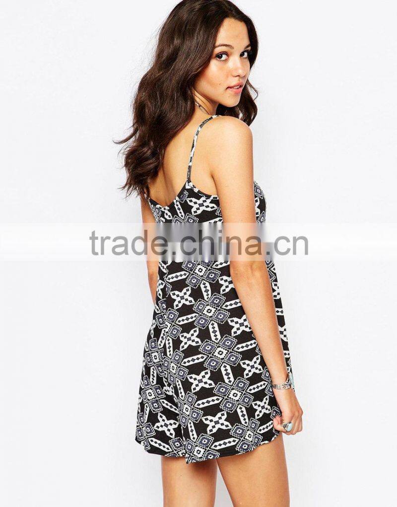 2015 fashionable hot sale OEM customized Abstract Print Cami Romper
