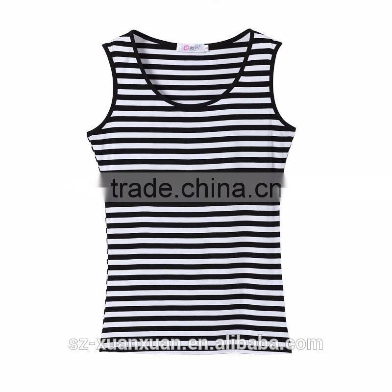 Plain stripe ladies tank tops 2017 women t-shirt