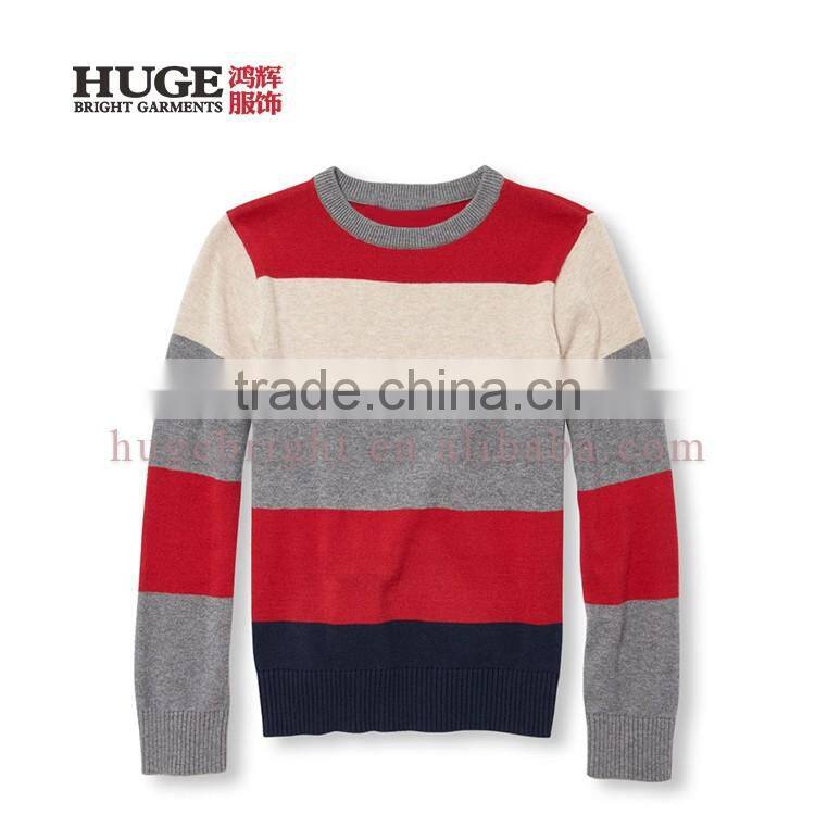 Allover Stripes Fully-Fashioned Armholes Hand Knit Childrens Sweaters