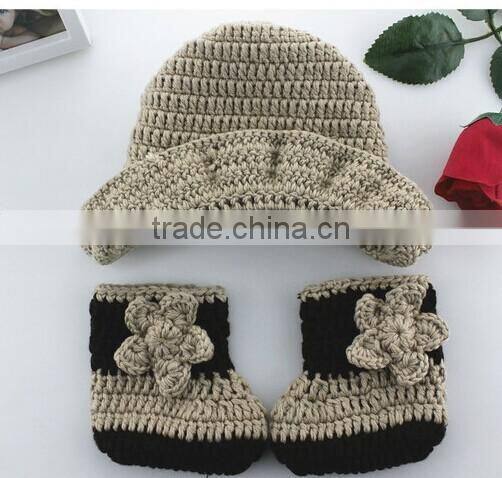 OEM Manufacturer Cute Baby Infant Newborn Handmade Crochet Beanie Hat Clothes Baby Photograph Props
