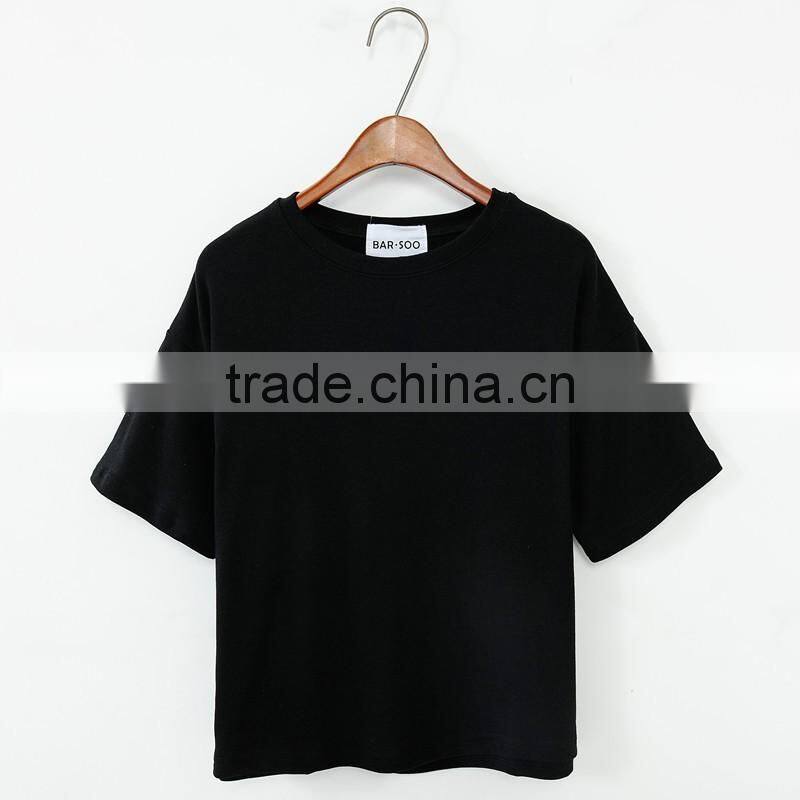 women's solid color embroidered t-shirt simple fashion t-shirt custom