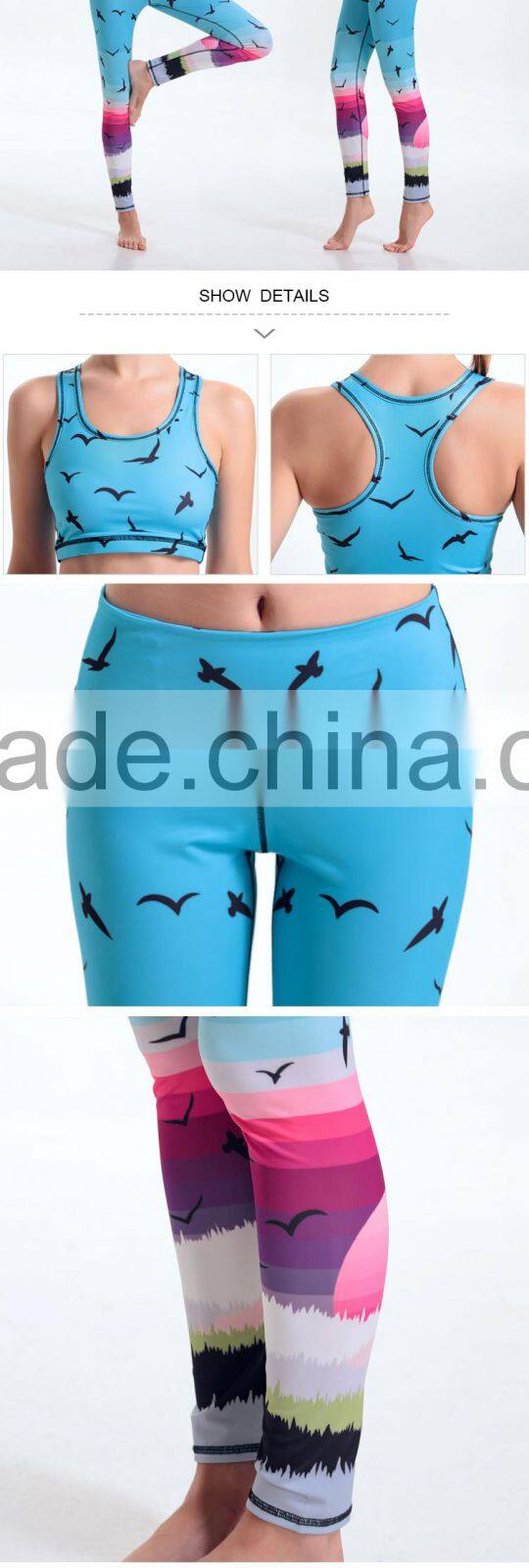 HSZ-YD46011 New Style Wholesale Apparel Women Yoga Pants And Bra Sport Fitness Gym Wear 92 Polyester 8 Spandex Leggings