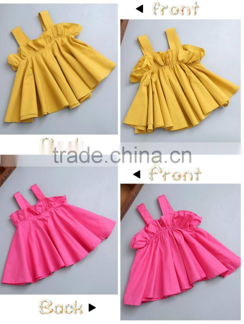 2017 new design shirts casual girl wide shoulder strap top clothes ruffle clothes summer dresses