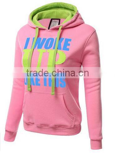 Women's Basic Graphic Words Printed Pullover Long Sleeve Hoodie