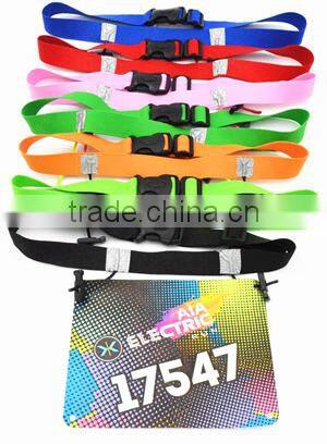 Customized Race Number Belt with Gel Holders - 6 belt colors - IronMan Triathlon Stretch Woven Logo Race Bibs Number Belt