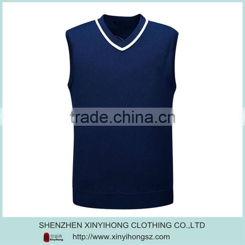 wholesale knitted golf vest,navy blue school boy vest,custom student uniform vest