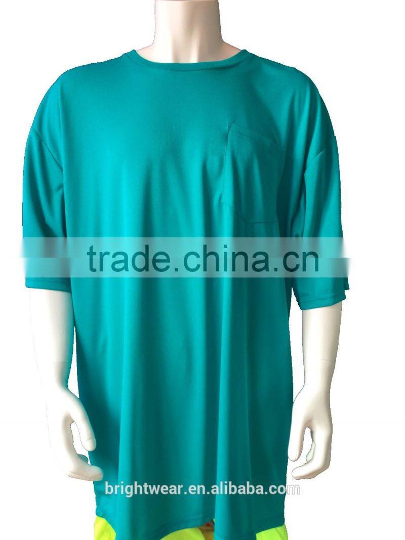 Mens short sleeve birdeye fabric chest pocket plain t-shirt