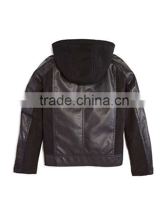 Winter baby kids black leather jacket wholesle winter leather