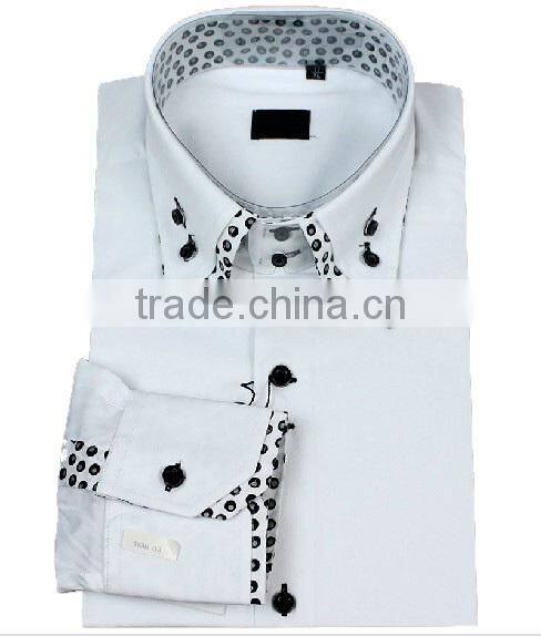 new 100% cotton men's contrast collar double collar contrast cuffs long sleeve dress shirt
