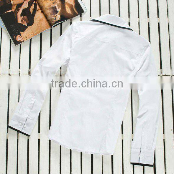2016 mens new fashion double collar cuff and pocket piping fitted casual shirt