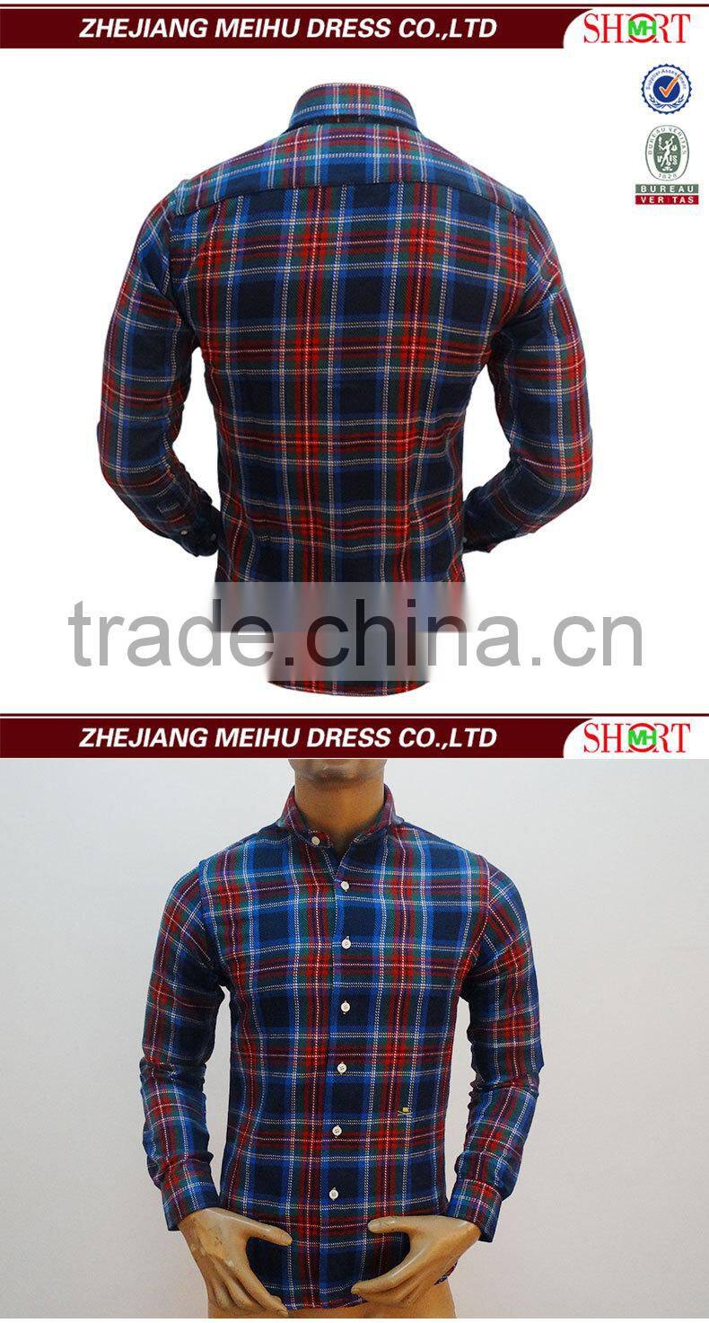 Custom color contract men's plaid shirts spread collar slim fit