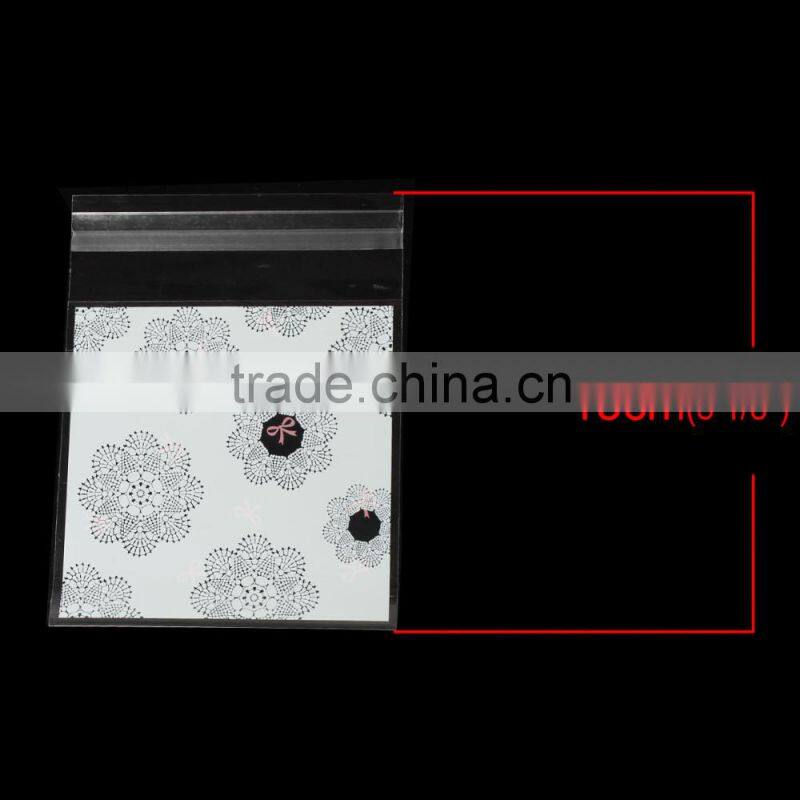 High Quality Black & White Flower Pattern Self Adhesive OPP Food Safe Party Candy Cookie Bags