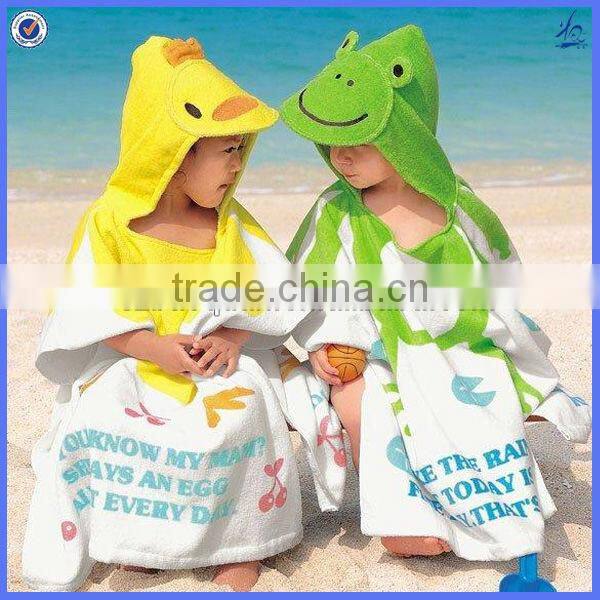 100% cotton printed adult hooded poncho beach towel