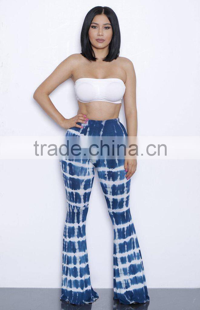 khaki gradient bell bottomed pants and top set /22 color xayn printed wide legging flare trousers and top two piece set