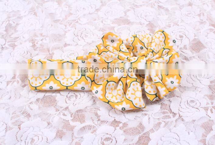 Cheap wholesale childrens boutique headbands various damask polka dots knit cotton hair bows low moq flower elastic headbands