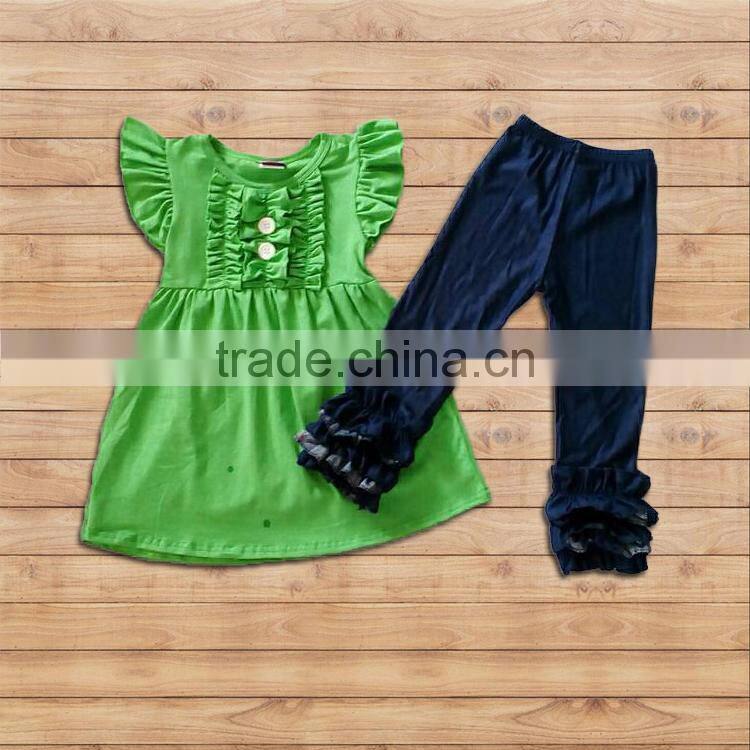 CH00262YIWU BOYA Cotton milk silk dress cotton green mono color new fabric pattern kids clothes wearing boutique dresses