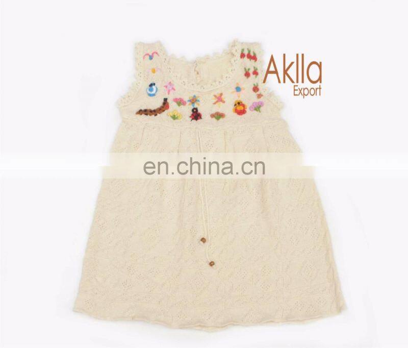 Beautiful peruvian cotton woven girls dresses with detailed embroidery