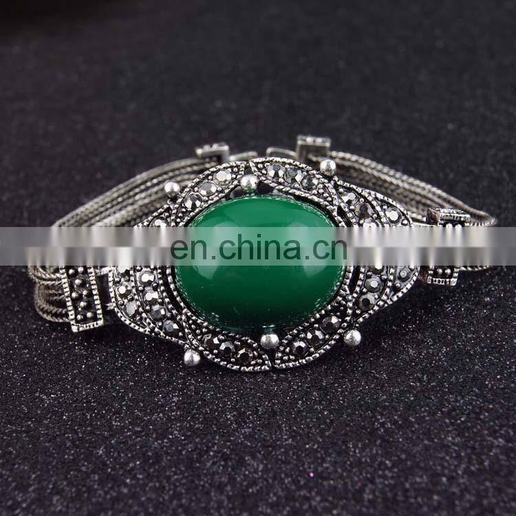 Retro exaggerated alloy multicolor gemstone bracelet, Enamel fashion jewelry bracelets, Onyx Bracelet