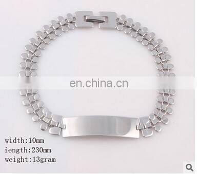 Fashion Men's Titanium Steel Curved Cowboy Link Chain Bracelet Simple Bold Stainless Bracelets Men Jewelry