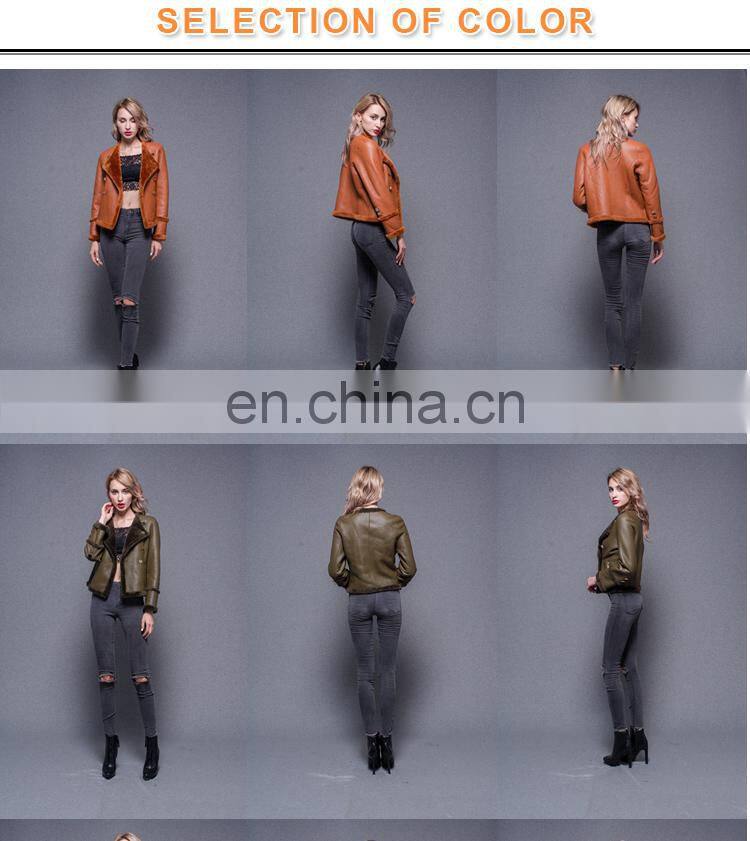 2017 Best New Design Lady Overcoat Women Lamb Leather Jacket