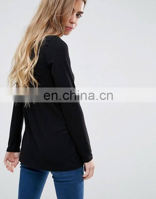 OEM factory small quantity custom blank t shirt square veck long sleeve t shirt