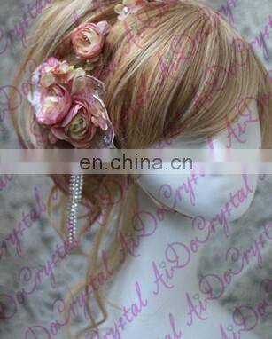 Aidocrystal handmade Pink Bridal Flower Hair Clip Wedding Accessory Peony Hair Clip for women