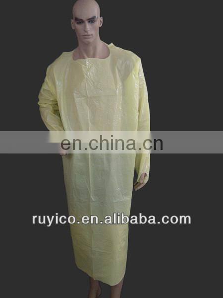 nonwoven CPE disposable surgical/nurse gown uniform with elastic/ties