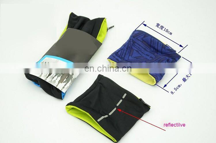 Polyester lycra wristband with zipper pocket