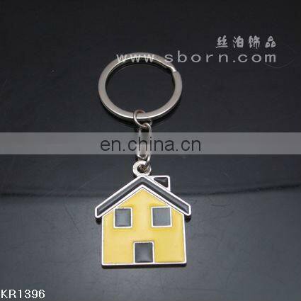 Custom Cute House Shape Soft Enamel Zinc Alloy Metal Key Chain With Laser Logo