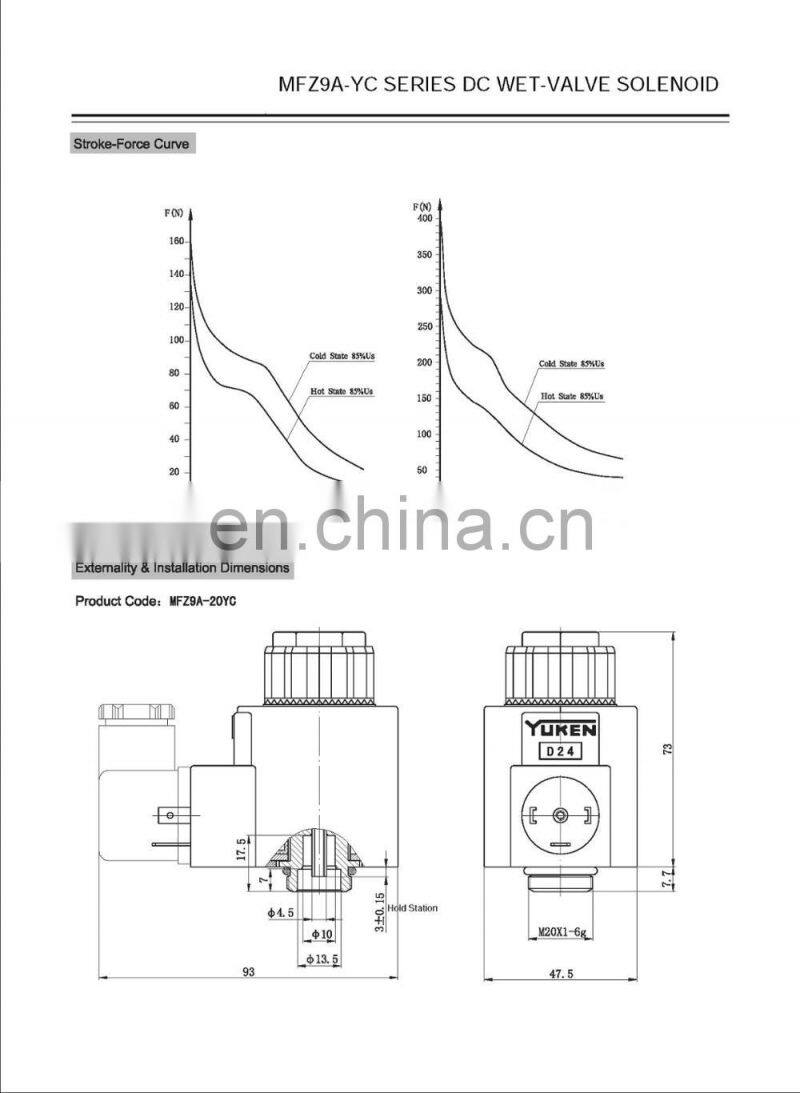 Yuken DC,AC wet- valve soleniod MFZ9-20YC,MFZ9-55YC,MFJ9-26YC,MFJ9-50YC,MFJ9A-26YC,MFJ9A-50YC