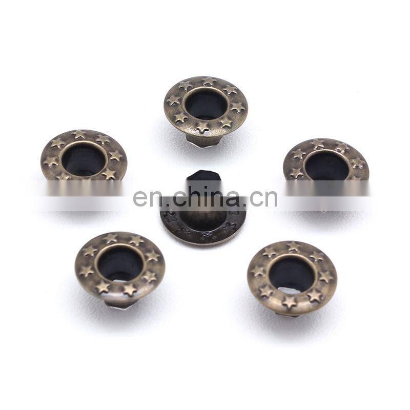 12mm good quality customized steel engraved metal 6mm top brass eyelets/grommets