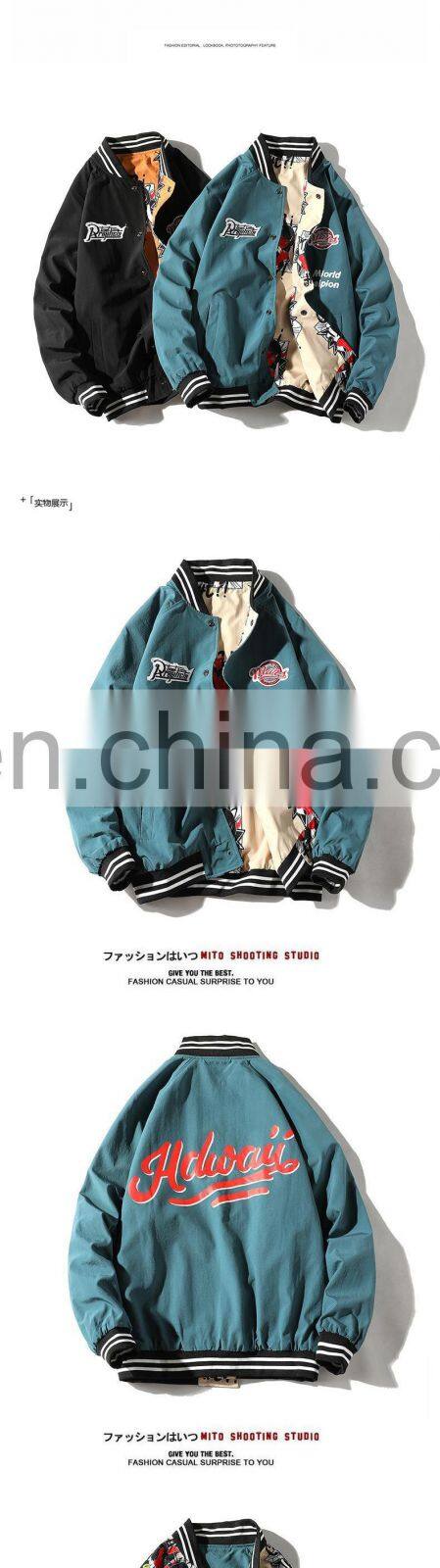 2021 spring and autumn graffiti women loose and versatile double-sided wear jacket couple baseball uniform student flight jacket