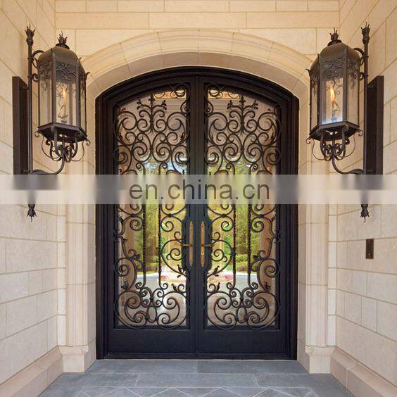 Customized villa popular grill designs durable profile front wrought iron double door
