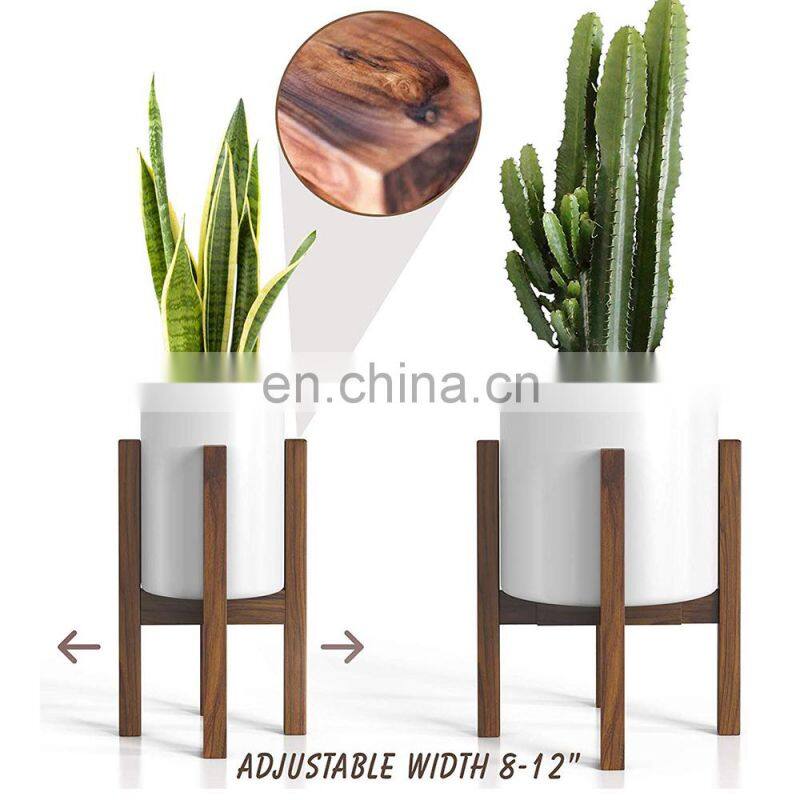 Mid Century Wooden Plant Stand Adjustable Modern Indoor Plant Holder Planter Fits Medium Large Pots Sizes 8 9 10 11 12 inch