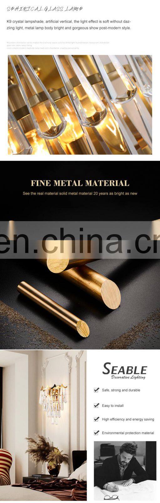 Luxury Design Corridor Home Hotel Decoration Fixtures Crystal Indoor Wall Lamp