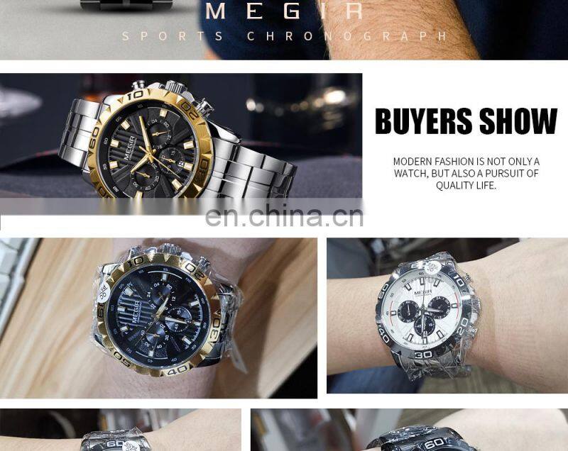 MEGIR MS2087G Men's Quartz Watches Business Chronograph Waterproof Luminous Army Wristwatch