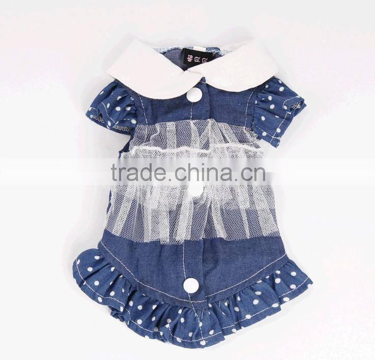 Summer jean with lace pet dog accessories pet clothes puppy clothes