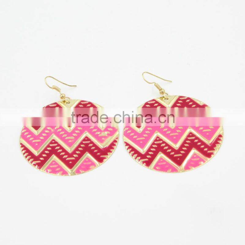 2016 New design earrings enameled chevron earrings fish hook fashion earrings wholesale